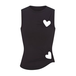 NWT SKIMS Cotton Jersey Heart Tank in SOOT sz XL - RARE
